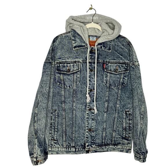 Vetements Other - Vetements X Levi's Oversized Denim Hooded Jacket Unisex Acid Wash Streetwear M